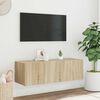 vidaXL Vegghengt TV-benk med LED sonoma eik 100x35x31 cm