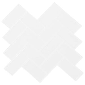 vidaXL Fiskebeinflis 10 stk. Hvit 30 x 30 cm Polyuretan og PET