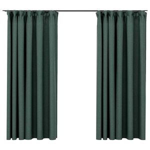 vidaXL Lystette gardiner kroker og lin-design 2 stk gr&oslash;nn 140x175 cm