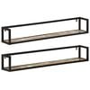 vidaXL Vegghyller 2 stk 110x17x17 cm gjenvunnet heltre og jern