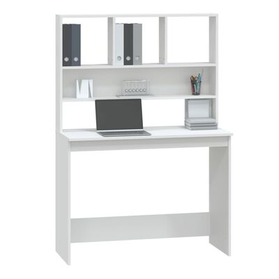vidaXL Skrivebord med hyller hvit 102x45x148 cm konstruert tre