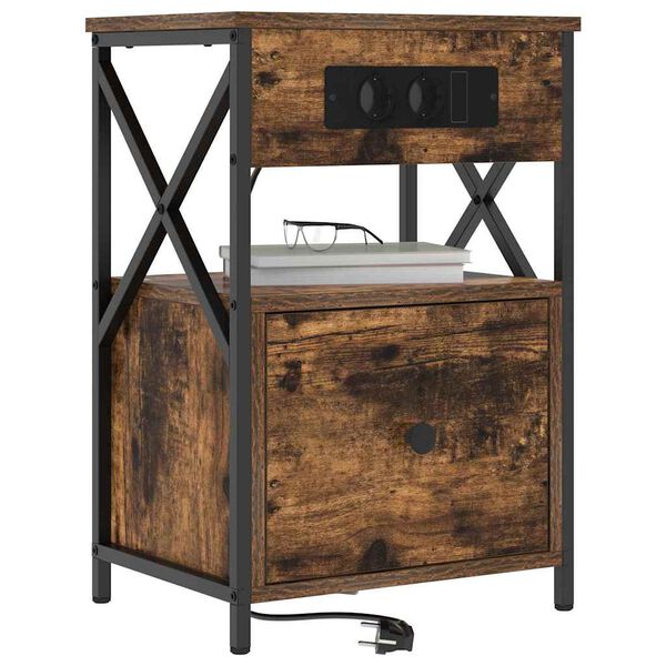 vidaXL Nattbordskap 2 pcs R&oslash;kt eik 40 x 31 x 60 cm Konstruert tre