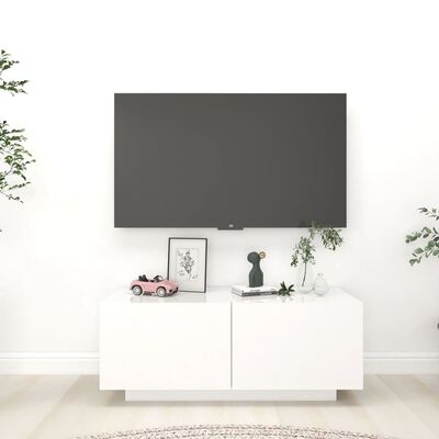 vidaXL TV-benk høyglans hvit 100x35x40 cm sponplate