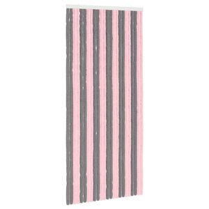 vidaXL Insektgardin Chenille S&oslash;lvgr&aring; og rosa 100 x 220 cm 100% PP