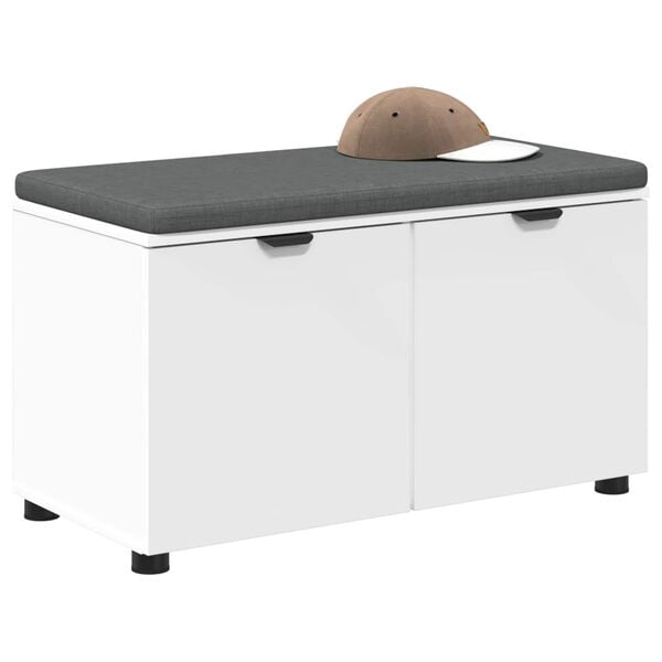 vidaXL Gangbenk med pute med lagring med d&oslash;r Hvit 80 x 46 x 46 cm