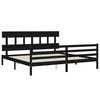 vidaXL Sengeramme med hodegavl svart 200x200 cm heltre