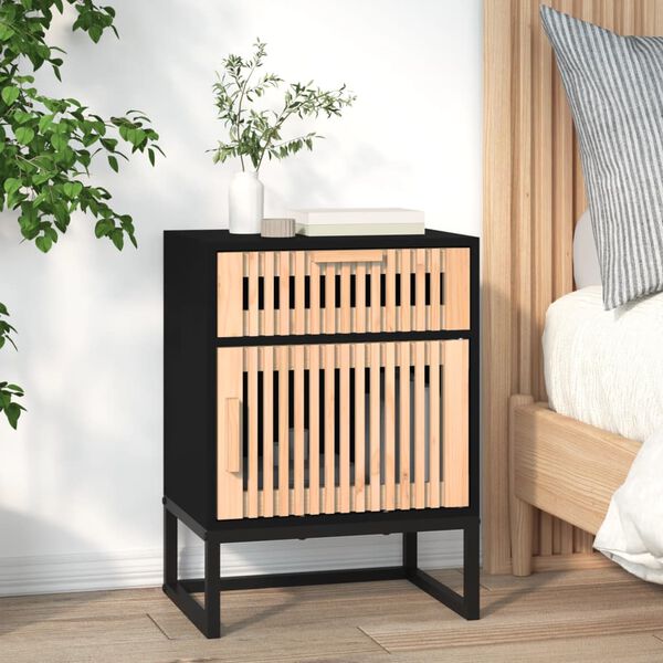vidaXL Nattbord 2 stk svart 40x30x55,5 cm konstruert tre og jern
