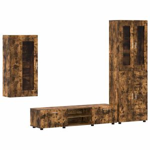 vidaXL TV-benksett med skuff med hylle FLORIN R&oslash;kt eik Konstruert tre