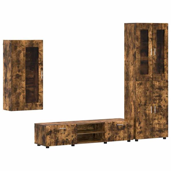 vidaXL TV-benksett med skuff med hylle FLORIN R&oslash;kt eik Konstruert tre