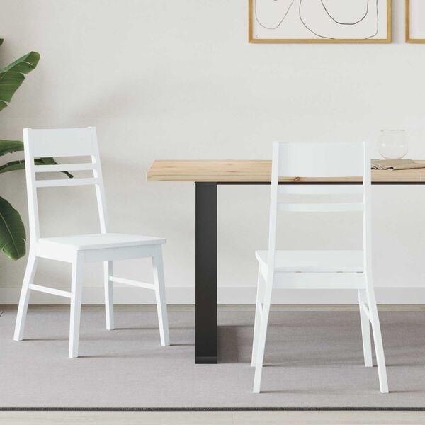 vidaXL Spisestoler 2 pcs Hvit 43 x 54 x 89 cm Solid Gummitre