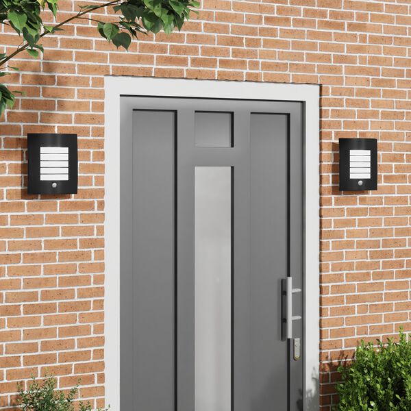 vidaXL Utendørs vegglamper 2 pcs Svart 23.5 x 10.5 x 26 cm