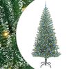 vidaXL Kunstig Julesekk Sn&oslash; Flocket med LED Lys Gr&oslash;nn og hvit 240 cm