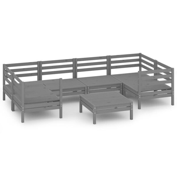 vidaXL Hagesofagruppe 7 deler gr&aring; heltre furu