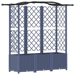 vidaXL Hevet Bed med Trellis og Tak Gr&aring; 163 x 40 x 141 cm PP