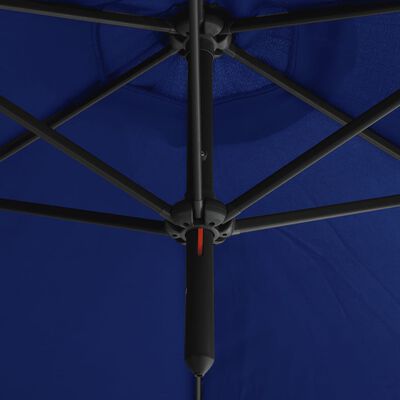 vidaXL Dobbel parasoll med stålstolpe asurblå 600 cm