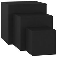 vidaXL Sidebord 3 stk svart sponplate