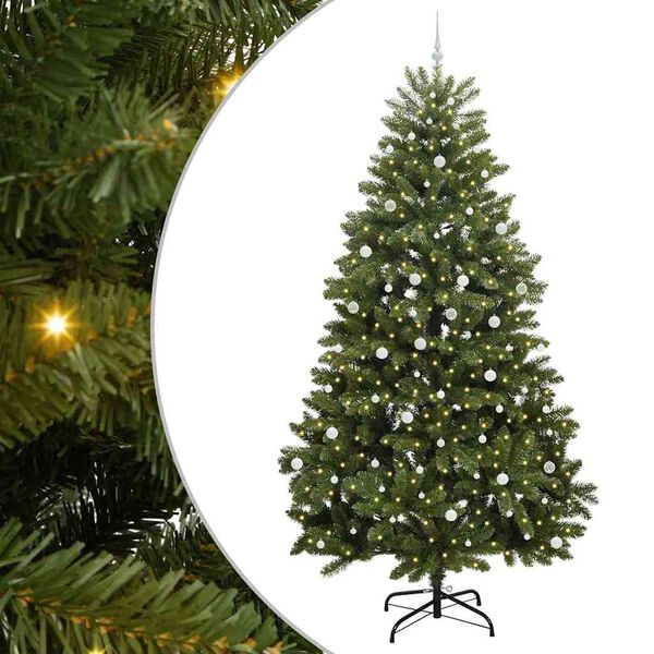 vidaXL Kunstig juletre med 300 LED gr&oslash;nn 300 cm PVC og metall
