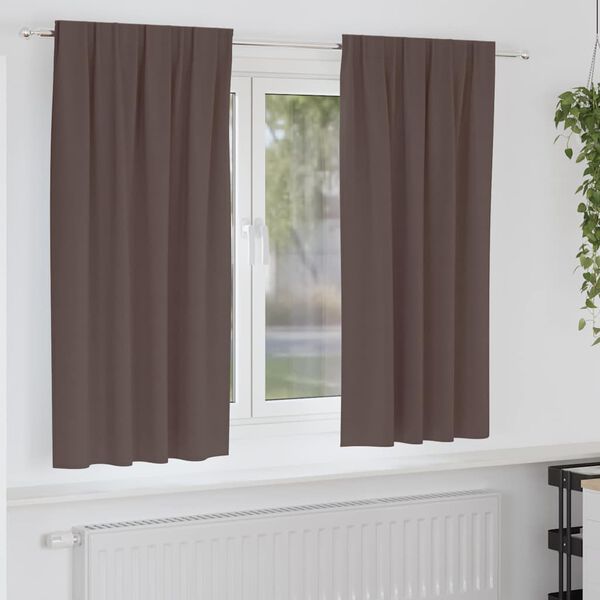 vidaXL M&oslash;rkleggende Gardiner med Ringer 2 pcs M&oslash;rk brun 175 x 140 cm