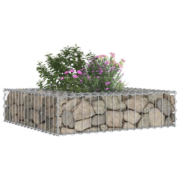 vidaXL Gabion hevet seng s&oslash;lv 80 x 80 x 12 cm Galvanisert St&aring;l