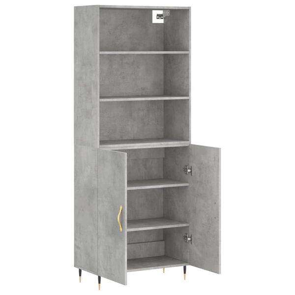 vidaXL Highboard betonggr&aring; 69,5x34x180 cm konstruert tre