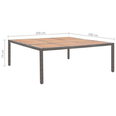 vidaXL Hagebord grå 200x200x74 cm polyrotting og akasie
