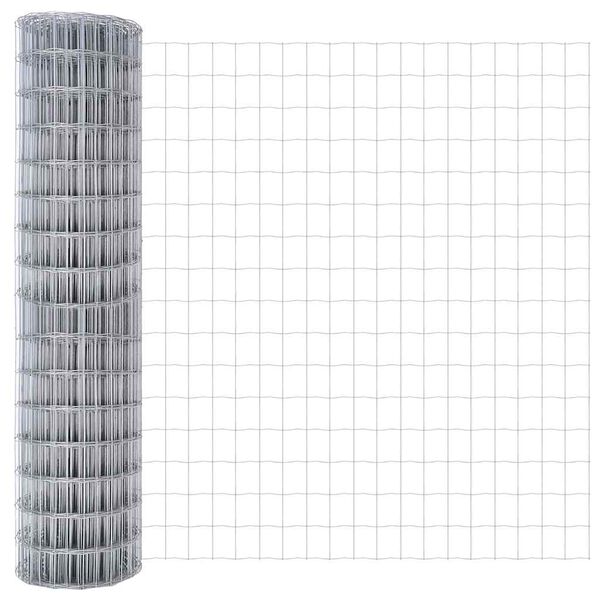 vidaXL Euro gjerde sølv 1 x 25 m Varmegalvanisert jern