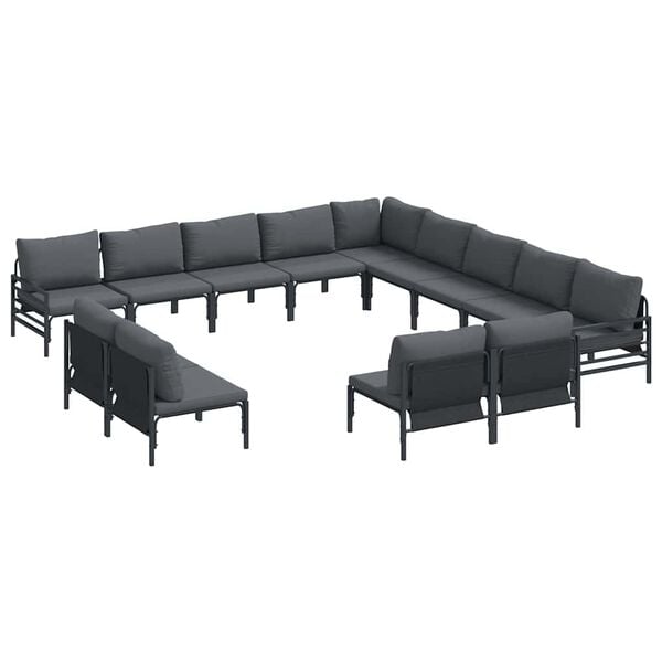 vidaXL Hagesofa Set med pute 13 pcs Svart Stål