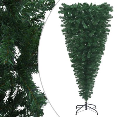 vidaXL Forhåndsbelyst kunstig opp-ned juletre med kulesett 240 cm