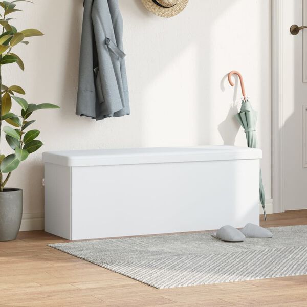 vidaXL Sammenleggbar oppbevaringsbenk hvit PVC