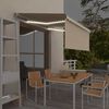 vidaXL Manuell uttrekkbar markise rullegardin&LED 3,5x2,5 m kremhvit