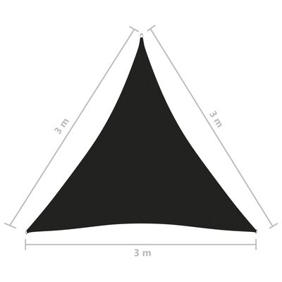 vidaXL Solseil oxfordstoff trekantet 3x3x3 m svart