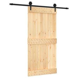 vidaXL Skyved&oslash;r Naturlig og svart 100 x 210 cm Massiv Furu Tre