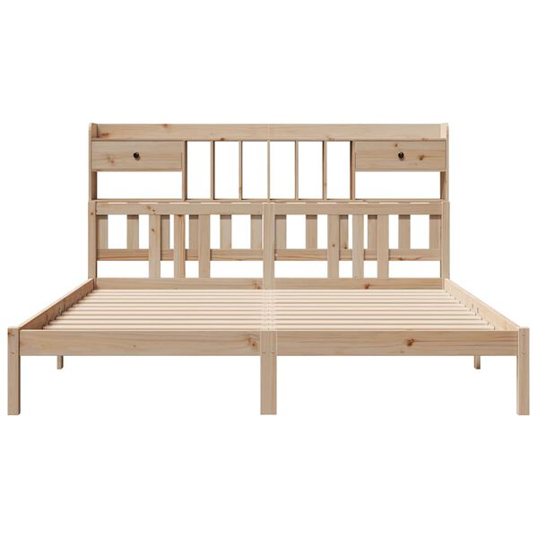 vidaXL Seng med bokhylle uten madrass 180x200 cm heltre furu