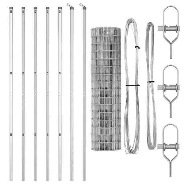 vidaXL Gjerde med stolpe s&oslash;lv 1,2 x 10 m St&aring;l og PVC