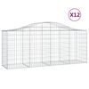 vidaXL Gabionkurver buede 12 stk 200x50x80/100 cm galvanisert jern