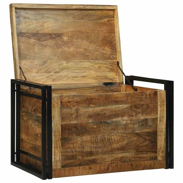 vidaXL Lagringsboks med lagring 80 x 50 x 50 cm Rå mango tre og metall