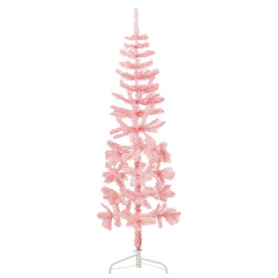 vidaXL Kunstig halvt juletre med stativ tynt rosa 180 cm