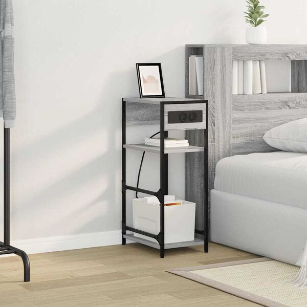 vidaXL Nattbordskap Gr&aring; Sonoma 40 x 27 x 76 cm Konstruert tre