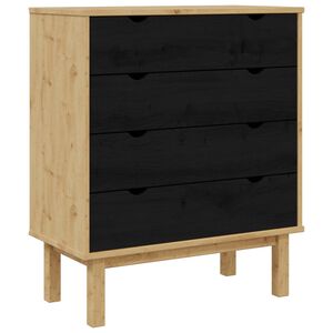 vidaXL Kommode med skuff OTTA Svart 76,5 x 39,5 x 90 cm Heltre furu