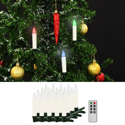vidaXL Trådløse LED-julestearinlys med fjernkontroll 20 stk RGB