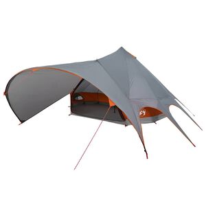 vidaXL Teepee Teltt 7-Personer Gr&aring; og Oransje 600 x 600 x 347 cm