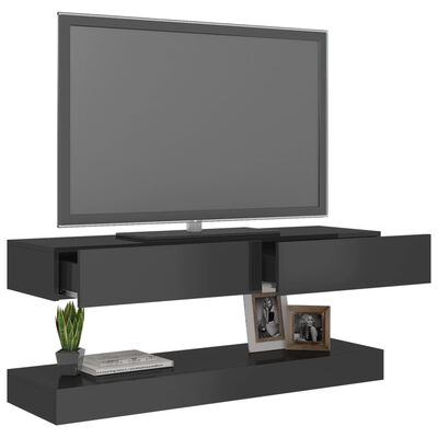 vidaXL TV-benk med LED-lys høyglans grå 120x35 cm