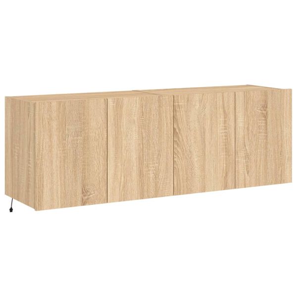 vidaXL Vegghengte TV-benker med LED 2 stk sonoma eik 60x35x41 cm