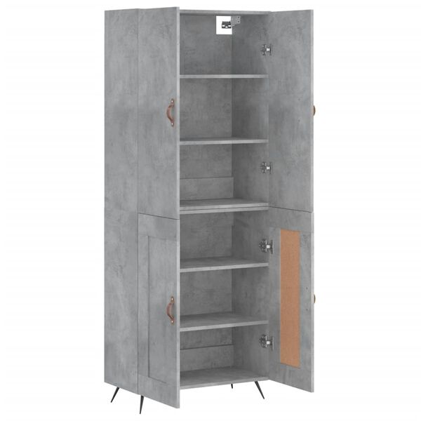 vidaXL Highboard betonggr&aring; 69,5x34x180 cm konstruert tre