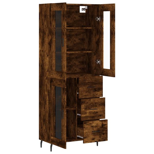 vidaXL Highboard r&oslash;kt eik 69,5x34x180 cm konstruert tre