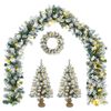 vidaXL Mini juletresett 45 cm 125 LED-lys Varmhvit PVC Gr&oslash;nn og hvit