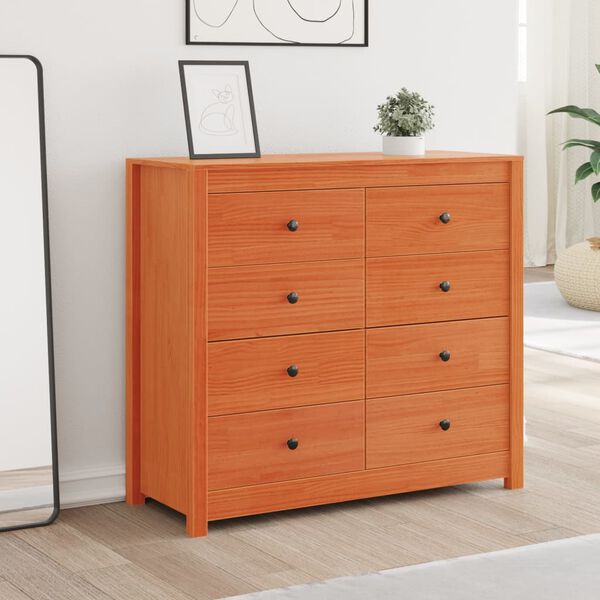 vidaXL Sideskap voksbrun 100x40x90 cm heltre furu