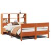 vidaXL Seng med bokhylle uten madrass voksbrun 135x190 cm heltre furu