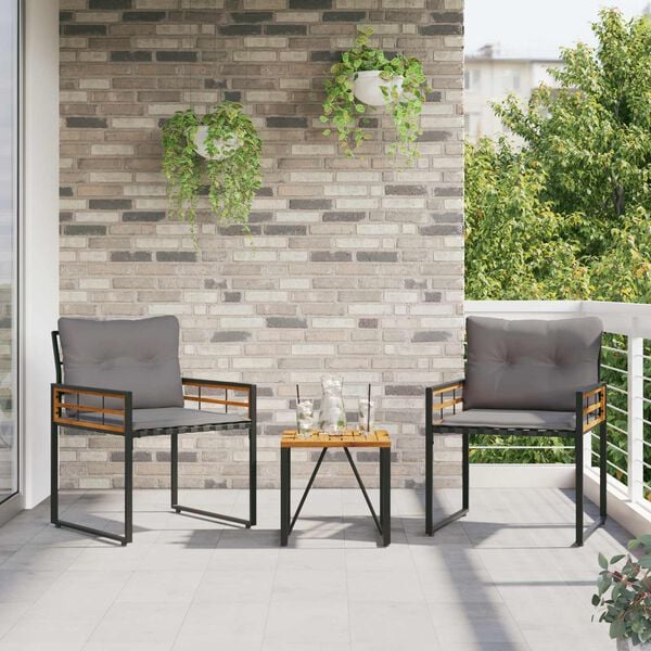 vidaXL Utem&oslash;belsett med pute 3 pcs Lysegr&aring;