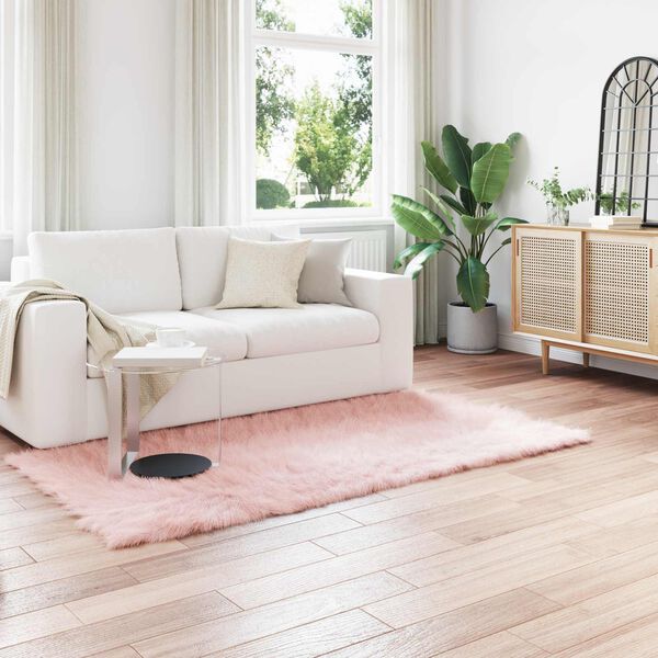 vidaXL Faux Skinnmatte Tafalla Rosa 100 x 200 cm Polyester